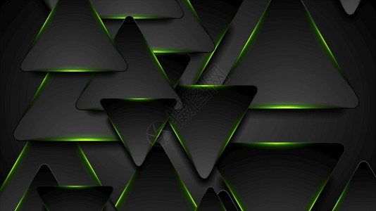 绿色系颜色搭配多边形技术的黑色和闪亮绿三角形背景设计图片