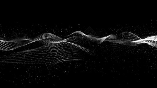 黑色和白数字粒子与博克和尘土的波浪流数字摘要背景动态的虚拟墙纸图片