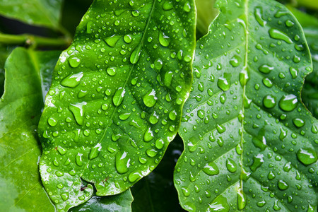 雨后叶子上的水珠图片