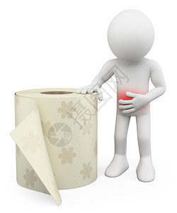 胃痛腹泻者厕所纸孤立的白底黑皮人Isolutedwhiteform疼痛人类卫生图片