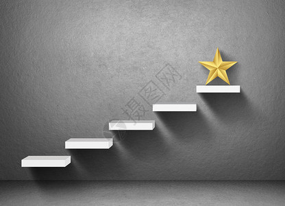 大黄星在楼梯上商业成功概念灵感检查成就图片