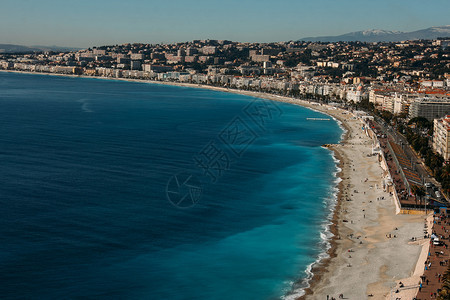 地中海前视线天使湾尼斯法国里维埃拉长廊美丽的海岸图片
