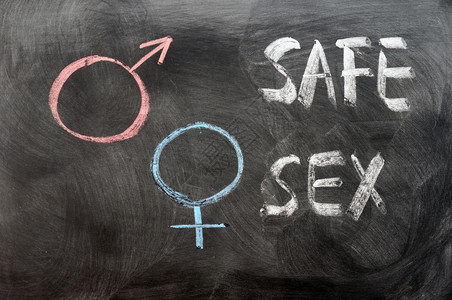 安全行为概念在黑板上写有别符号健康避孕药学校图片