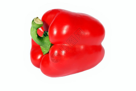 白色背景的红胡椒片隔离生的蔬菜营养丰富图片