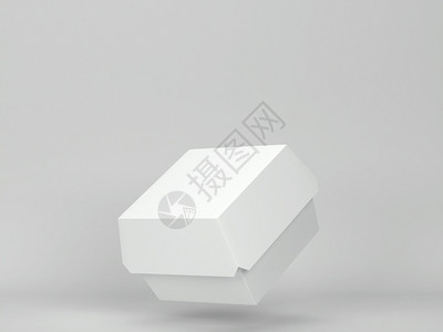 灰色背景上的空白汉堡包装盒模型3d插图食物午餐图片
