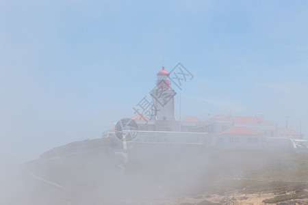 欧洲大陆在西洋的点CabodaRoca夏季雾中景观海岸线葡萄牙图片