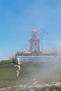 景观旅游欧洲大陆在西洋的点CabodaRoca夏季雾中天空图片