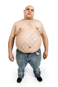 超重男带鱼眼透镜用于夸大胃部数字肥胖摆姿势图片