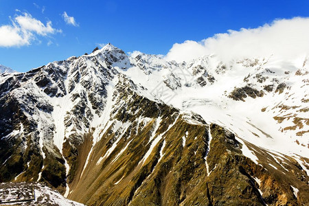 栋贝冻结俄罗斯高加索地区山冬季风景俄国高加索地区冰图片