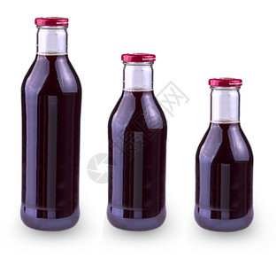 新鲜三瓶玻璃一个盖子白上加石榴汁饮食一种图片