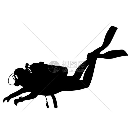 黑色环影潜水器矢量插图运动活白色的图片