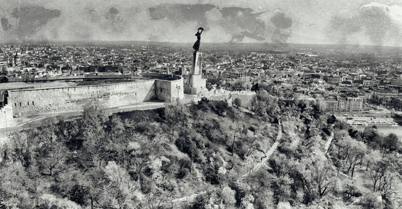 堡垒匈牙利布达佩斯Citadel和城市天线全景空中观测河建筑学图片