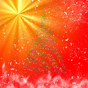 新的曲线金色光背景上的圣诞散树光线背上的圣诞散树明亮的图片