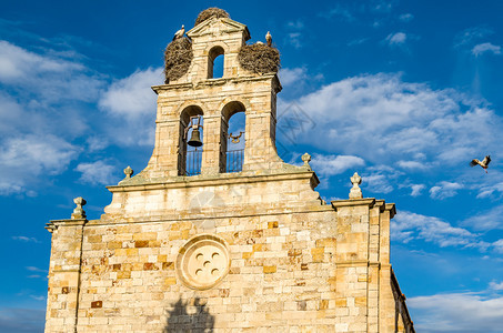 镇建造在西班牙萨莫拉卡斯蒂利亚和里昂的塔上出现了一座老罗马式教堂莱昂图片