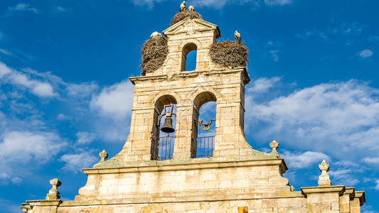 巢天主教西班牙语在萨莫拉卡斯蒂利亚和里昂的塔上出现了一座老罗马式教堂图片