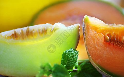 饮食蜜瓜和哈密切片黄色的食物图片