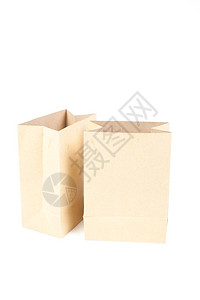 空白的盒子一种两包棕色纸袋白背景食物图片