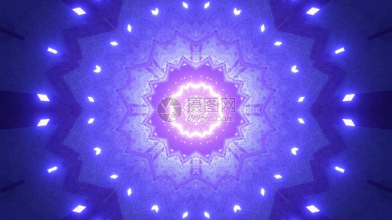 生动3d插图紫色卡列多斯古装饰品的抽象背景设计以鲜花为形状有照明灯光摘述甘蓝多斯古花3d插图背景魔法神秘图片