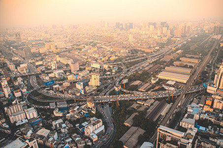 泰国地标曼谷大都会鸟眼观城市图片