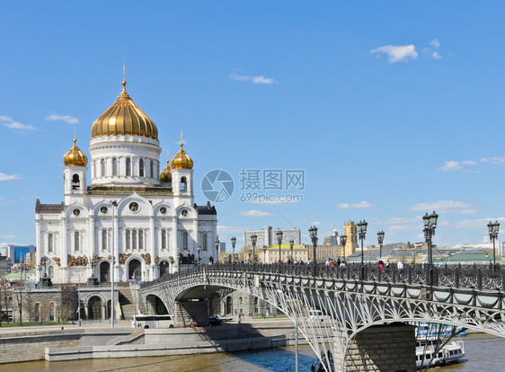 蓝色的俄语基督救主大教堂俄罗斯莫科东正教中最大的救世主俄罗斯莫科图片