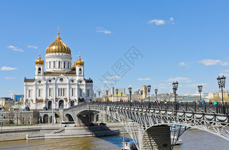 河俄罗斯莫科基督救主大教堂的著名和美丽风景拯救神俄罗斯莫科语天空图片