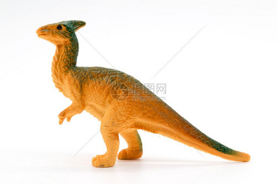 力量生物树白色背景的paraaurolopophus恐龙玩具模型图片