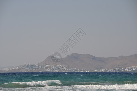 火鸡在希腊的库斯土耳其美丽的沙滩海浪夏天蓝色图片