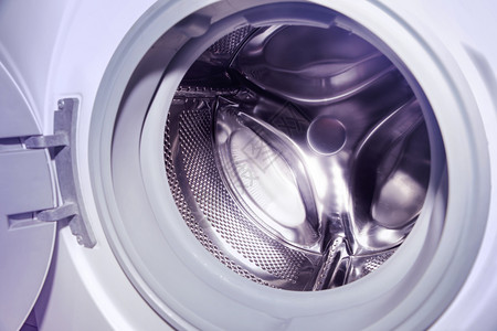 家政干净的在洗衣机新技术中闭合包装桶清洁器背景