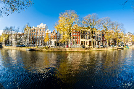 欧洲阿姆斯特丹城市地貌荷兰鱼眼观街道外部的图片
