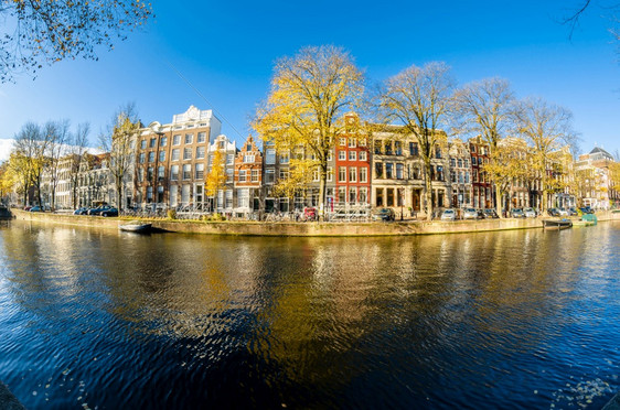 欧洲阿姆斯特丹城市地貌荷兰鱼眼观街道外部的图片