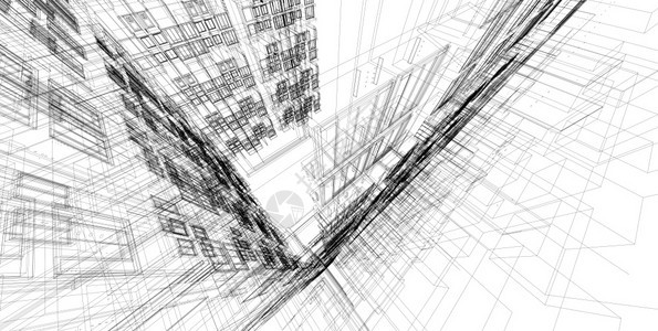 3D插图架构建设视角线现代城市建筑抽象背景设计建筑结构图解3d插摘要建筑背景13256几何的抽象项目图片