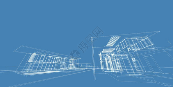 3D插图架构建设视角线现代城市建筑抽象背景设计建筑结构图解3d插摘要建筑背景13256蓝图结构体技术的图片