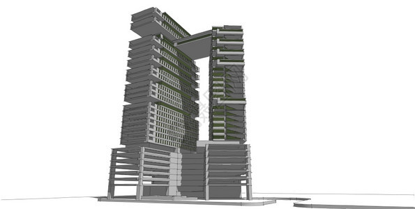 3D插图架构建设视角线现代城市建筑抽象背景设计建筑结构图解3d插摘要建筑背景13256城市的建筑师图片