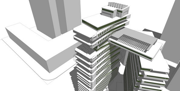 现代的抽象3DD插图架构建设视角线现代城市建筑抽象背景设计建筑结构图解3d插摘要建筑背景13256正面图片