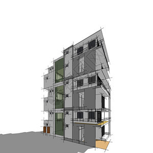 3D插图架构建设视角线现代城市建筑抽象背景设计建筑结构图解3d插摘要建筑背景13256屋项目建造图片