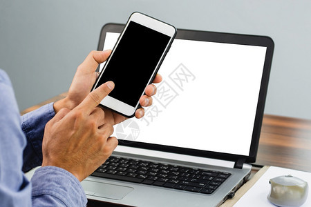 现代的手持智能机模拟屏幕背景技术移动电话手机等闭合式手连接笔记本电脑背景图片