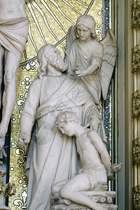 数字亚伯拉罕牺牲的艾萨克格勒布圣十字祭坛献给圣母玛利亚艺术的图片