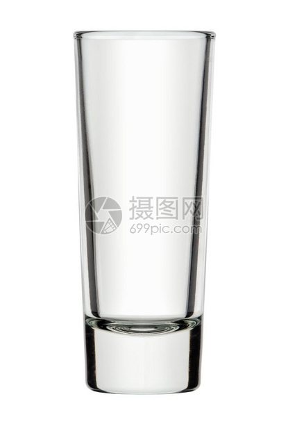 酒小杯白色背景的小型单空玻璃杯一白服务图片