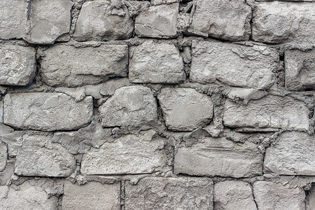堵塞陈年灰色的旧墙壁由气化混凝土块构成材料图片