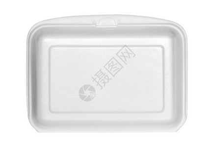 白色泡沫纸箱用剪切路径隔离在白色上纸盒的食物图片