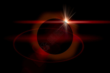 电晕阳光日食黑色天空背景的橙光圈瓜拉纳皮图片