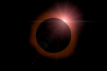 星光日食黑色天空背景的橙光圈瓜拉纳皮科学图片