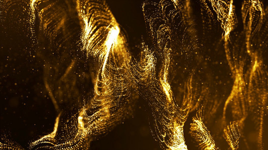 声音抽象金色数字粒子波流技术背景概念光滑的海浪图片