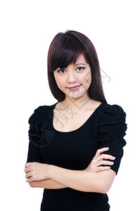 吸引人的模型白色背景可爱亚洲年轻女人的肖像白色图片