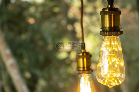 经典古老白月灯含模糊背景的电灯变光泡经典的电爱迪生图片