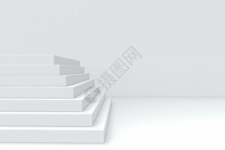 3d将白色平方水泥板梯楼复制空间灰墙作为背景结构体质地几何的图片
