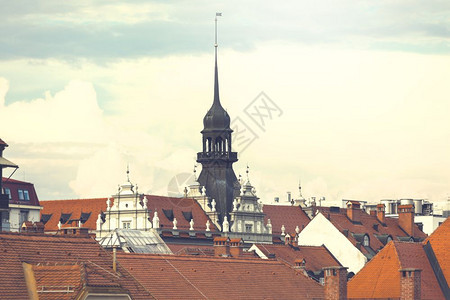 文化云马里博尔斯洛文尼亚屋顶景观水平复古过滤镜头建造图片
