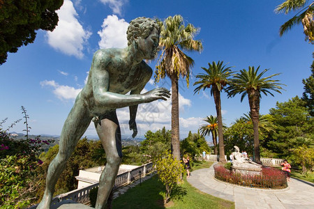 爱奥尼亚希腊语地利科孚岛上千宫花园中的跑者希腊科孚岛图片