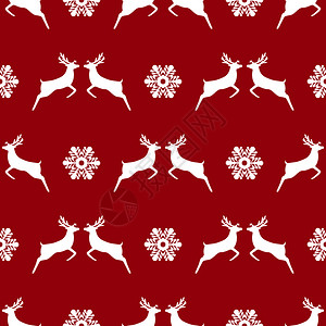 毛皮红色背景上的无缝图案圣诞驯鹿和雪花无缝图案圣诞驯鹿和雪花球麋图片