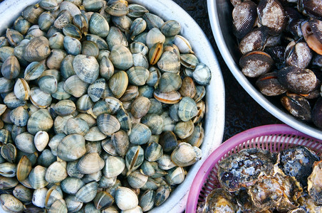 空气吃可口在越南露天市场展示新鲜海食品卖鱼指甲是营养食物富有的奥米茄3健康饮食通常在沿海亚洲地区许多菜都是生图片